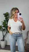 In The Now Floral Lace V-Neck Top : Ivory
