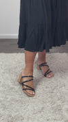 Corkys Dreamy Block Cork Heel Sandal : Black Patent