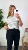 Liverpool Catherine Striped Crew Neck Top : Black/White