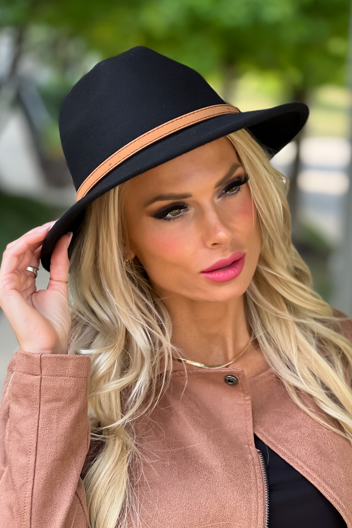 New In Town Belt Band Felt Hat : Black/Tan