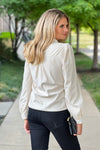 Easily Yours Faux Leather Puff Sleeve Shirt : Ecru