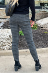 Tribal Kennedy Plaid Pull On Ankle Pant : Grey/Black