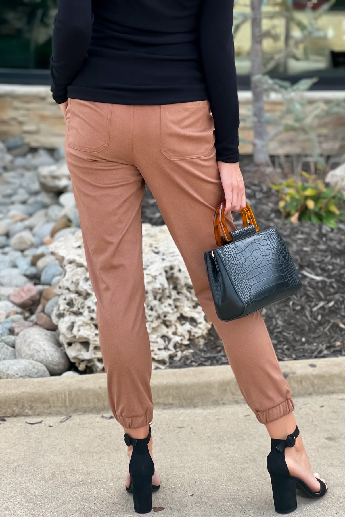 Tribal Desi Faux Suede Jogger : Sepia