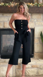 Kept Promises Smocked Tube Cropped Jumpsuit : Black