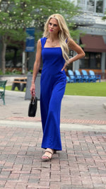 Expert At Love Sleeveless Square Neck Jumpsuit : Royal Blue