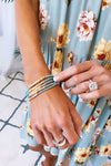 Monique Crystal & Nugget Stretch Bracelets : Mint/Gold