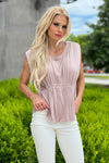 Infinite Nights Ruched Front Sleeveless Top : Mocha