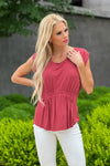 Infinite Nights Ruched Front Sleeveless Top : Cinnamon