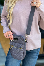 Kedzie Quilted Convertible Sling Bag : Grey
