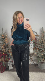 Do You Believe In Miracles Velour Blouse - Teal