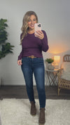 Hours Go By Fitted Crew Neck Sweater : Berry