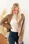 Something More Faux Leather Short Jacket : Tan