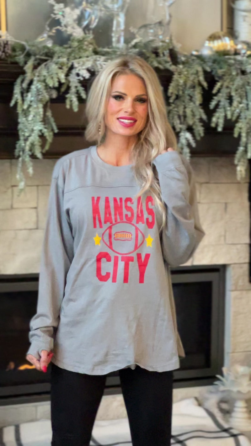 Kansas City Football 87 Long Sleeve Tee : Grey