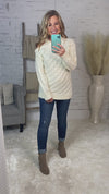 Back To My Roots One Cold Shoulder Cable Knit Sweater : Ivory