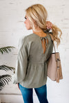 Beaming With Beauty V-Neck Babydoll Top : Light Olive