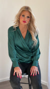 Dancing In The Moonlight Satin Blouse : Green