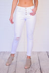 Dear John 4 Button Distressed Jean : Optic White