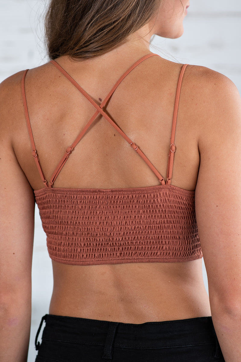 Lace And Luxury Padded Bralette: Terracotta