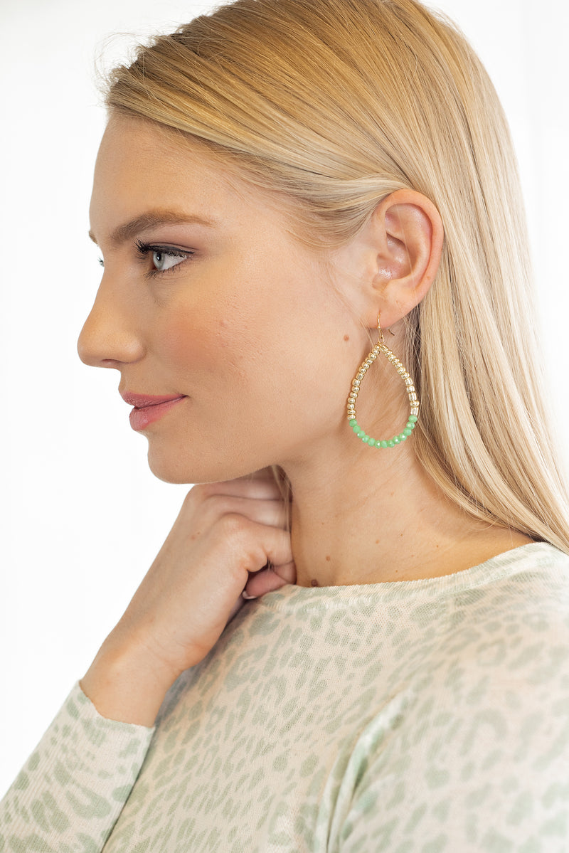 Yara Teardrop Crystal Earrings : Jade