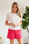 Love And Light Crochet Sleeve Tee : White