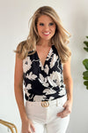 Light My Way Tie Back Surplus Sleeveless Top : Black/Cream