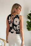 Light My Way Tie Back Surplus Sleeveless Top : Black/Cream