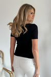 Feeling My Best Square Neck Ribbed Knit Top : Black