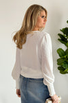 Be The Most Dotted Surplus Smocked Cuff Top : White