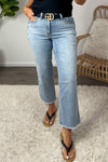 Judy Blue Mia Mid Rise Side Slit Crop Jean : Light Wash