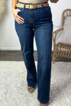 Judy Blue Joy Front Seam Wide Leg Jeans : Dark Blue