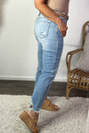 Judy Blue Give You Joy Boyfriend Jeans : Light Denim