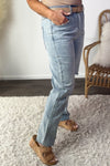 Wishlist Palmer Boyfriend Raw Hem Distressed Jeans : Light Denim