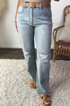 Wishlist Palmer Boyfriend Raw Hem Distressed Jeans : Light Denim