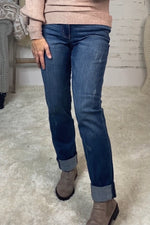 Judy Blue Marissa Mid-Rise Boyfriend Cuff Jeans : Medium Wash