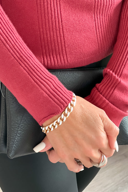 Kendall Gold & Enamel Chain Bracelet : White/Gold