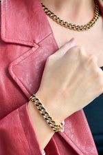 Kendall Gold & Enamel Chain Bracelet : Black/Gold