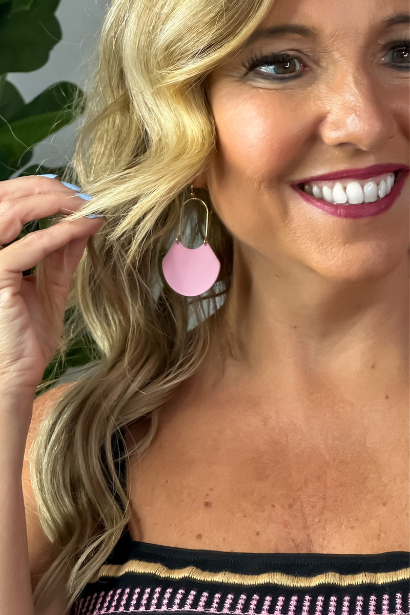 Jillian Metal Fanned Earring : Pink/Gold