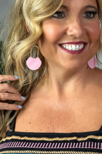 Jillian Metal Fanned Earring : Pink/Gold