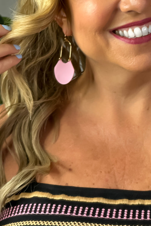 Jillian Metal Fanned Earring : Pink/Gold