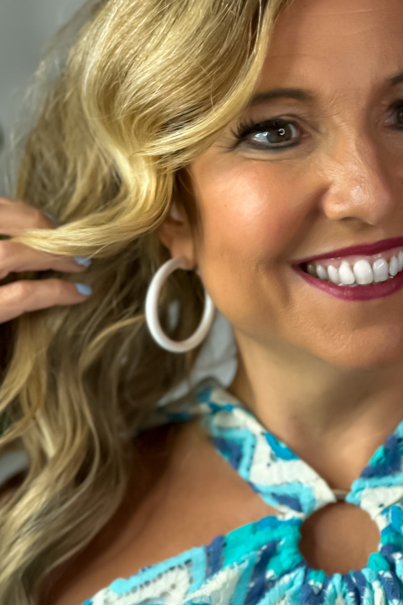 Ariana Color Coated 2" Hoop Earring : Pearlized White