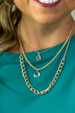 Layla 3 Piece Crystal Metal Chain Necklace : Gold