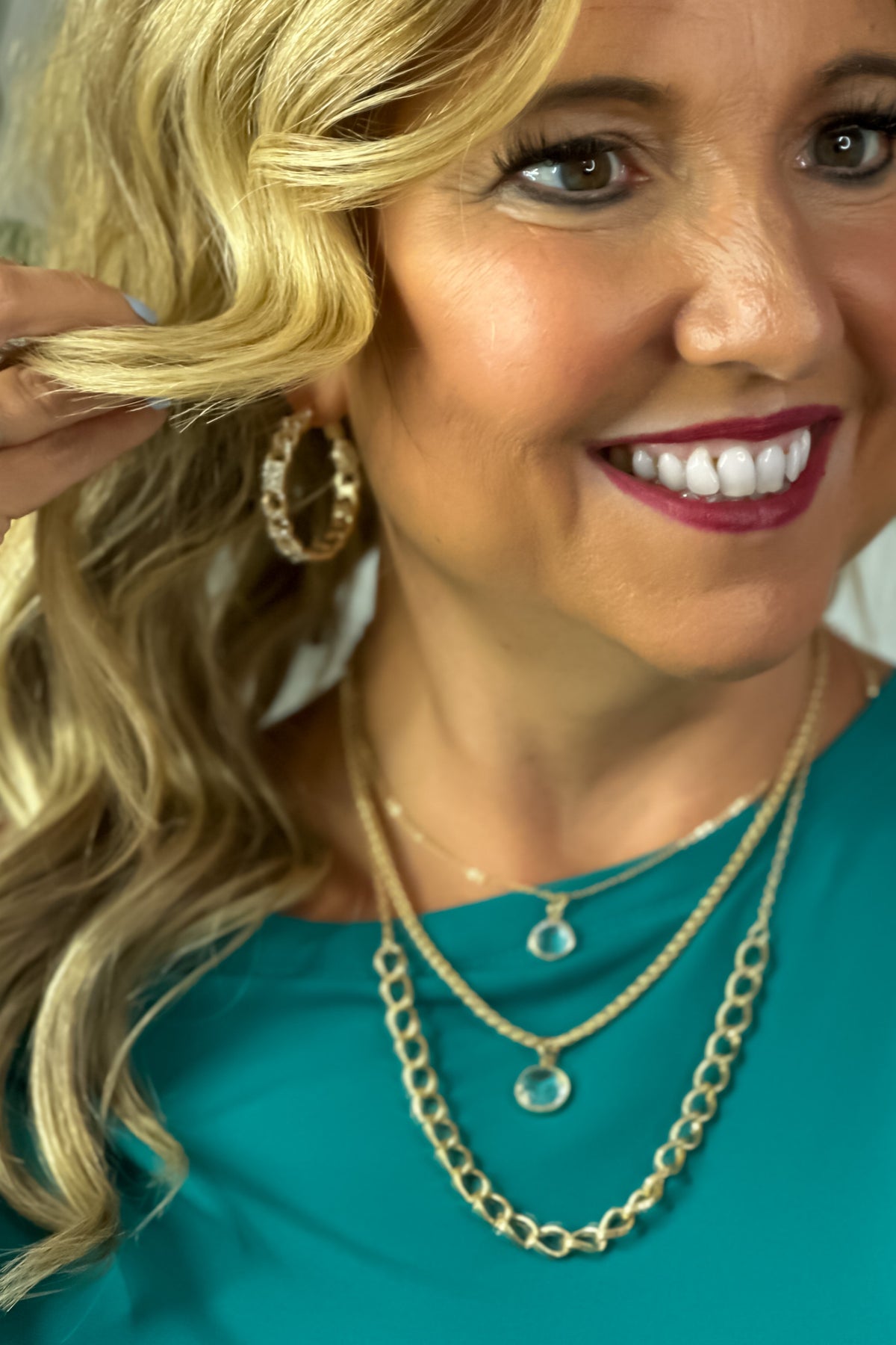 Layla 3 Piece Crystal Metal Chain Necklace : Gold