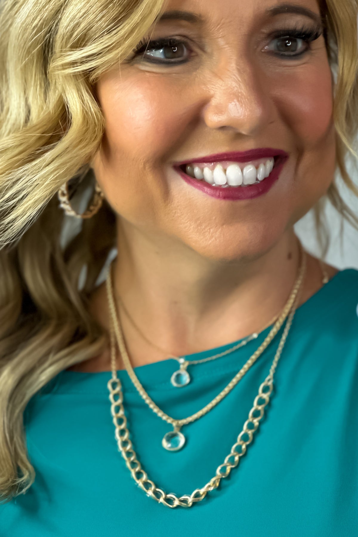 Layla 3 Piece Crystal Metal Chain Necklace : Gold