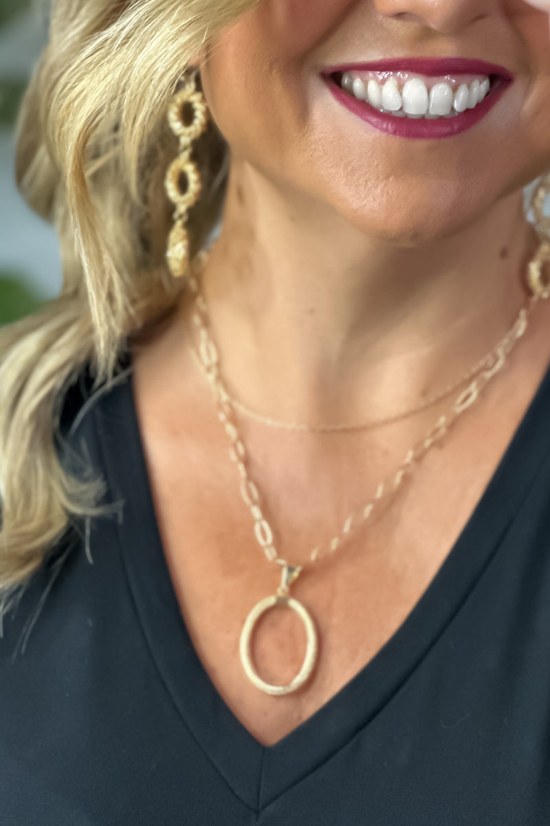 Whitney Three Drop Textured Circle Earring : Gold