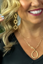 Whitney Three Drop Textured Circle Earring : Gold