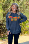 Kansas City Distressed Crew Neck : Charcoal/Red
