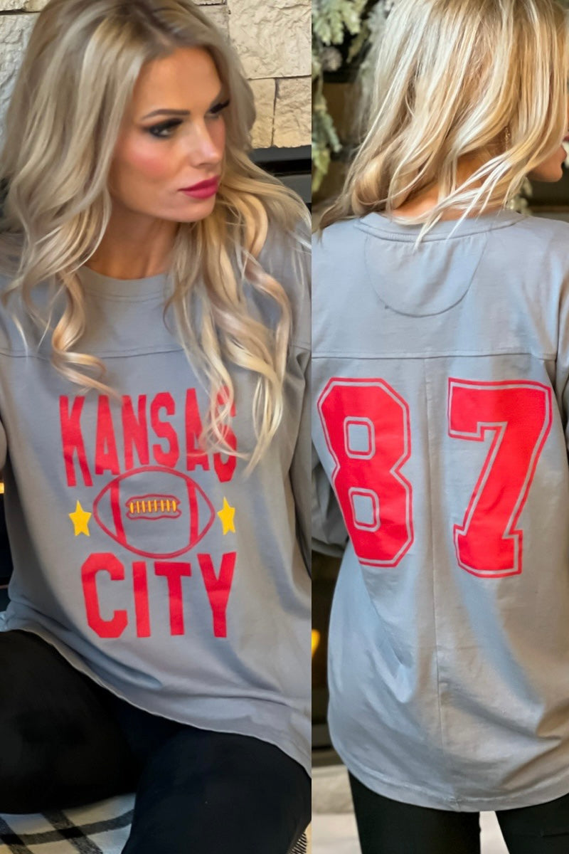 Kansas City Football 87 Long Sleeve Tee : Grey