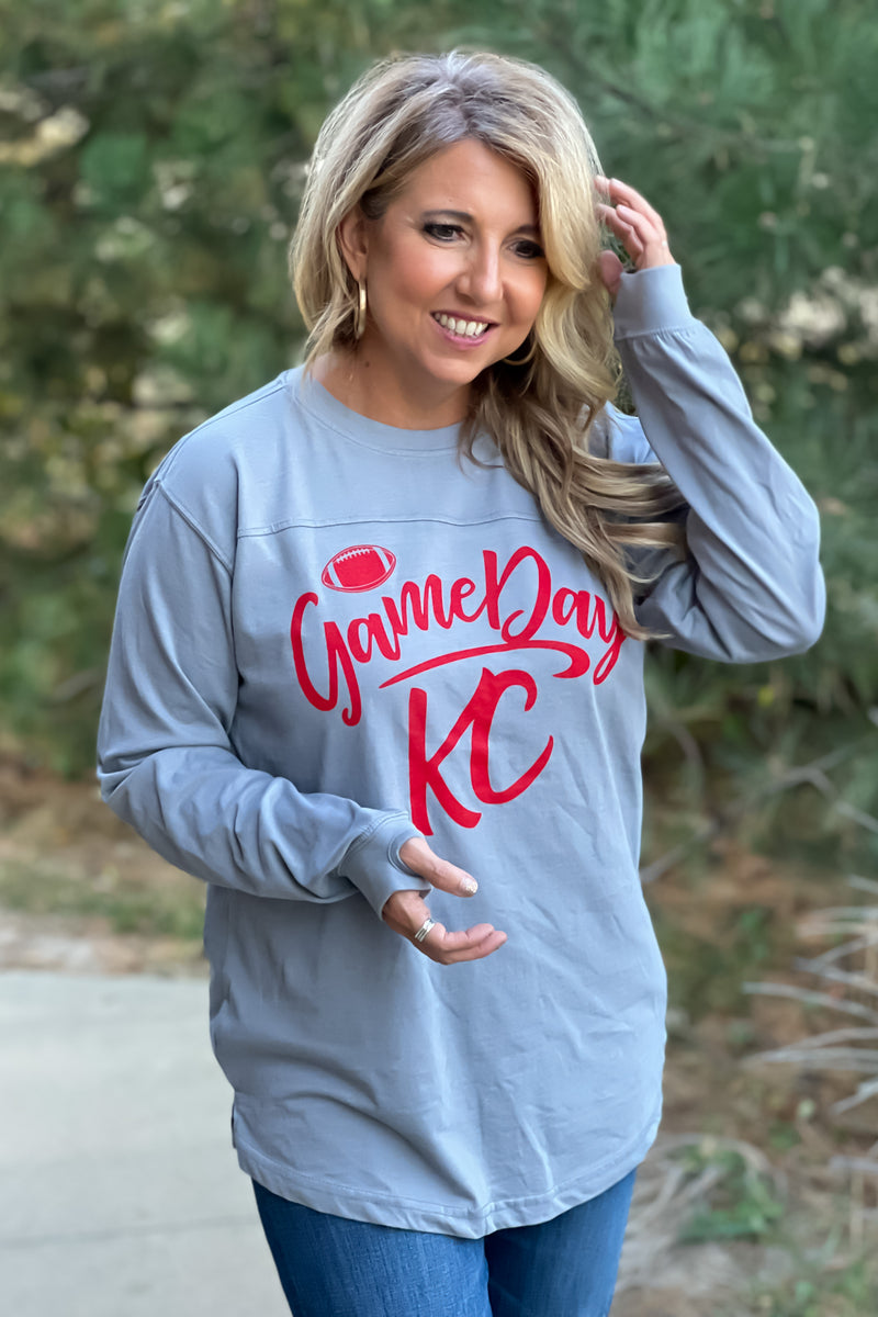 Game Day KC Long Sleeve Tee : Grey/Red