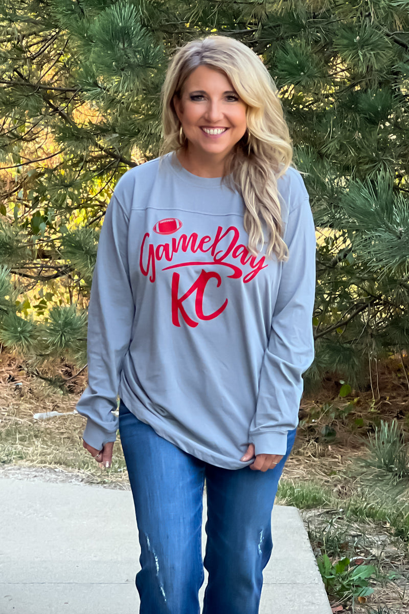 Game Day KC Long Sleeve Tee : Grey/Red