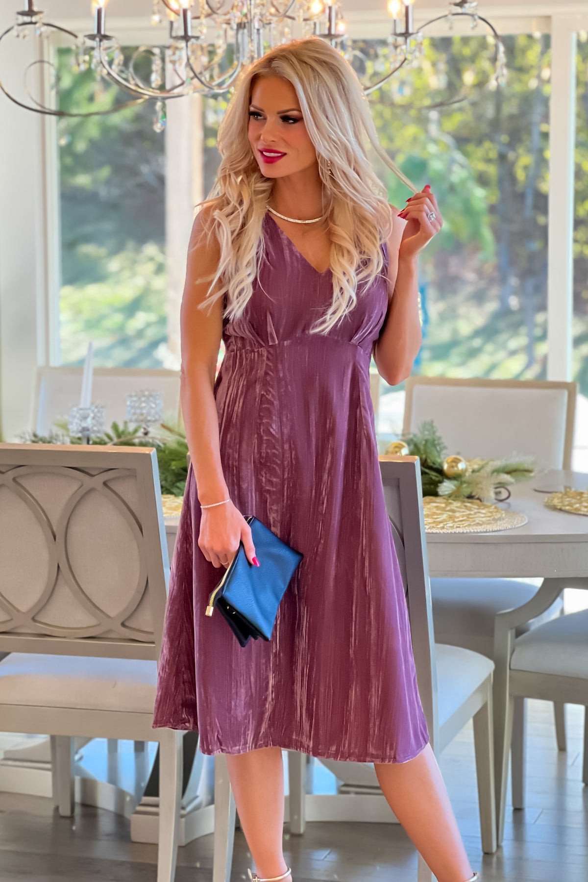 Happier Than Ever Velvet Sleeveless Dress : Mauve